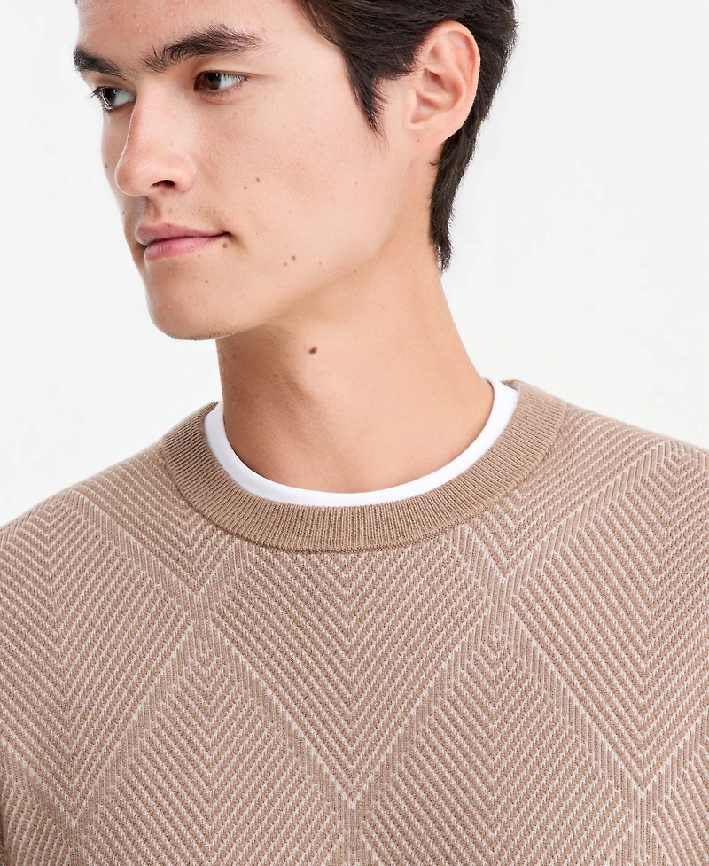 Alfani Men's Criss-Cross Jacquard Crewneck Sweater, Macy's Exclusive