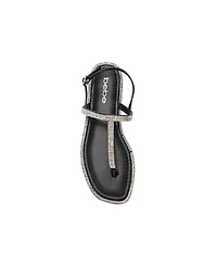 bebe Women s Rhinestone T-Strap Sandals - Flat Thong with Ankle Strap