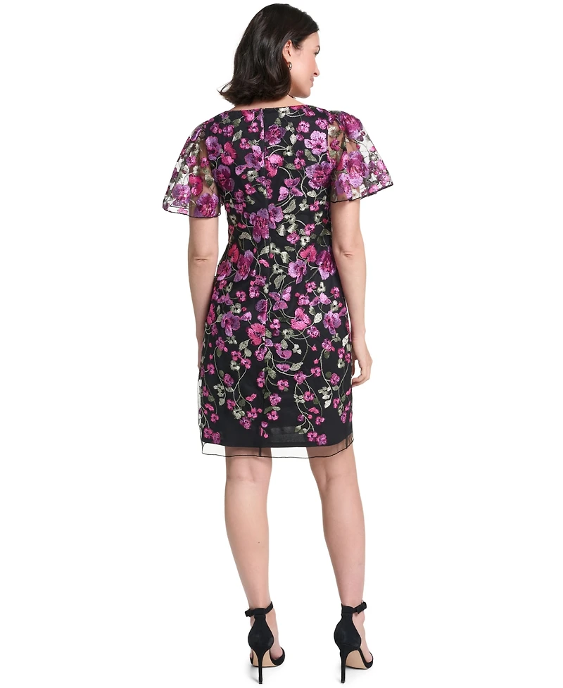 Jessica Howard Petite Short-Sleeve Boat Neck Flared Dress