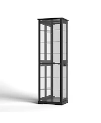 Vlsrka 70'' Tall Glass Display Cabinet with Rgb Sensor Lights and Multi-Tier Shelves