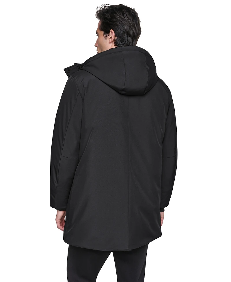 Dkny Men's Heavyweight Signature Parka with Attached Hood Jacket