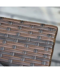 Outsunny Rattan Wicker Side Table with Umbrella Hole, 2 Tier Storage Shelf for All Weather for Outdoor, Patio, Garden, Backyard