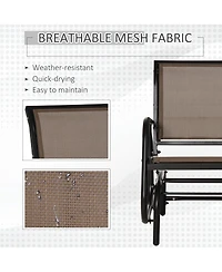 Outsunny Porch Glider, Metal Frame Swing Glider Chair with Breathable Mesh Fabric, Curved Armrests and Steel Frame for Garden, Poolside, Backyard, Bal