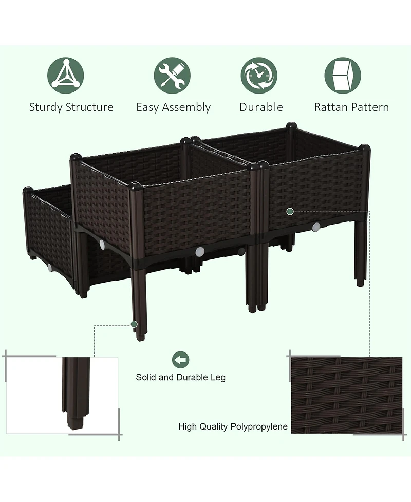 Outsunny 4-piece Raised Flower Bed Vegetable Herb Planter Lightweight