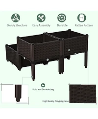 Outsunny 4-piece Raised Flower Bed Vegetable Herb Planter Lightweight