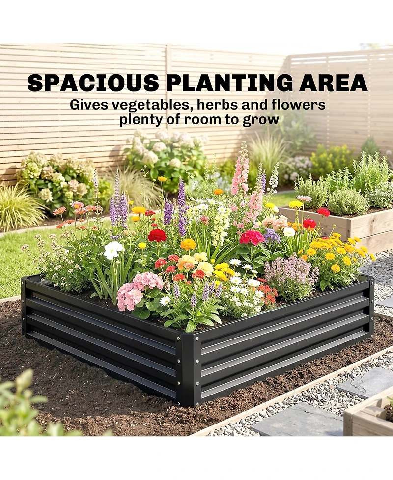 4' x 4' Raised Steel Garden Planter Bed for Vegetables, Herbs, Grey