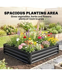 4' x 4' Raised Steel Garden Planter Bed for Vegetables, Herbs, Grey