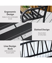 Outsunny Metal Garden Bench for 2 with Armrests, Backrest,
