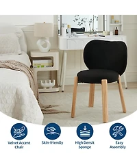 homfan Modern Accent Chairs Set of 4, Love-Shaped Backrest, Ergonomic Cushion, Wooden Legs, for Dining Room, Bedroom, Kitchen, Vanity