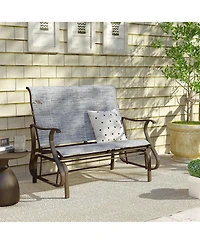 Outsunny 2-Person Outdoor Glider Bench，Patio Glider Loveseat Chair with Powder Coated Steel Frame，2 Seats Porch Rocking Glider for Backy