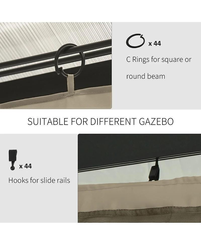 Outsunny 10' x 12' Universal Gazebo Sidewall Set with 4 Panels, Beige