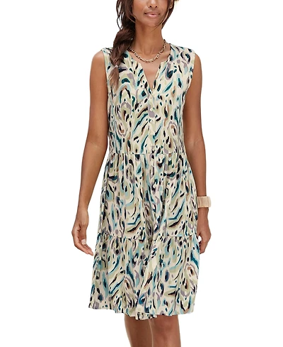 Lascana Women's Button Up Tiered Dress