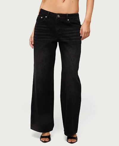 Edikted Women's Raelynn Washed Low Rise Jeans