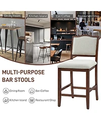 Maison Boucle Counter Height Bar Stools Set of 2, Solid Wood Frame, Upholstered Seat And Back, Curved Backrest, Kitchen Island Seating