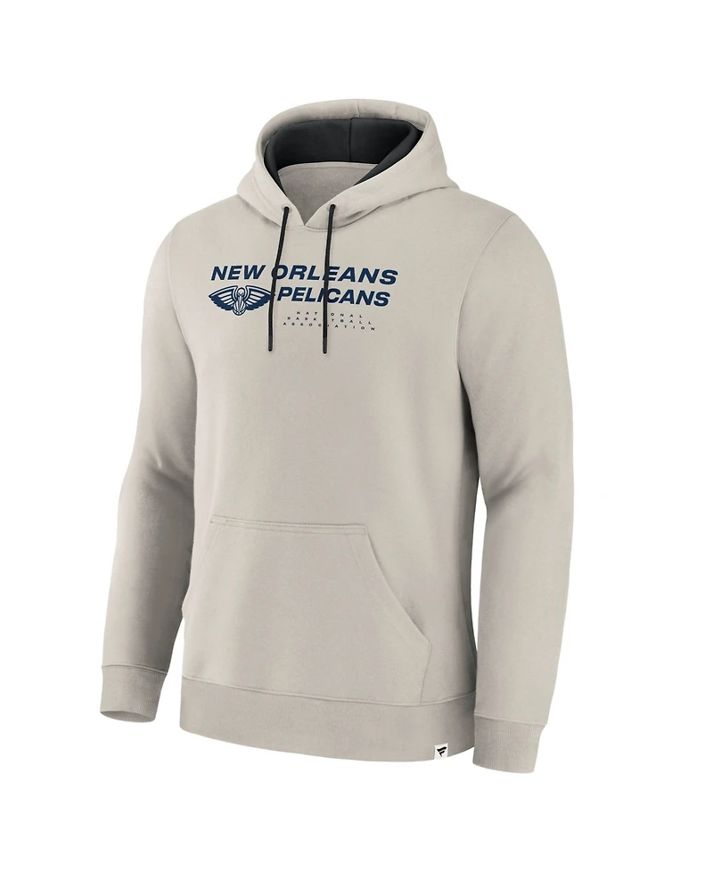 Fanatics Men's Off White New Orleans Pelicans Crossover Collection Blocked Shot Premium Pullover Hoodie