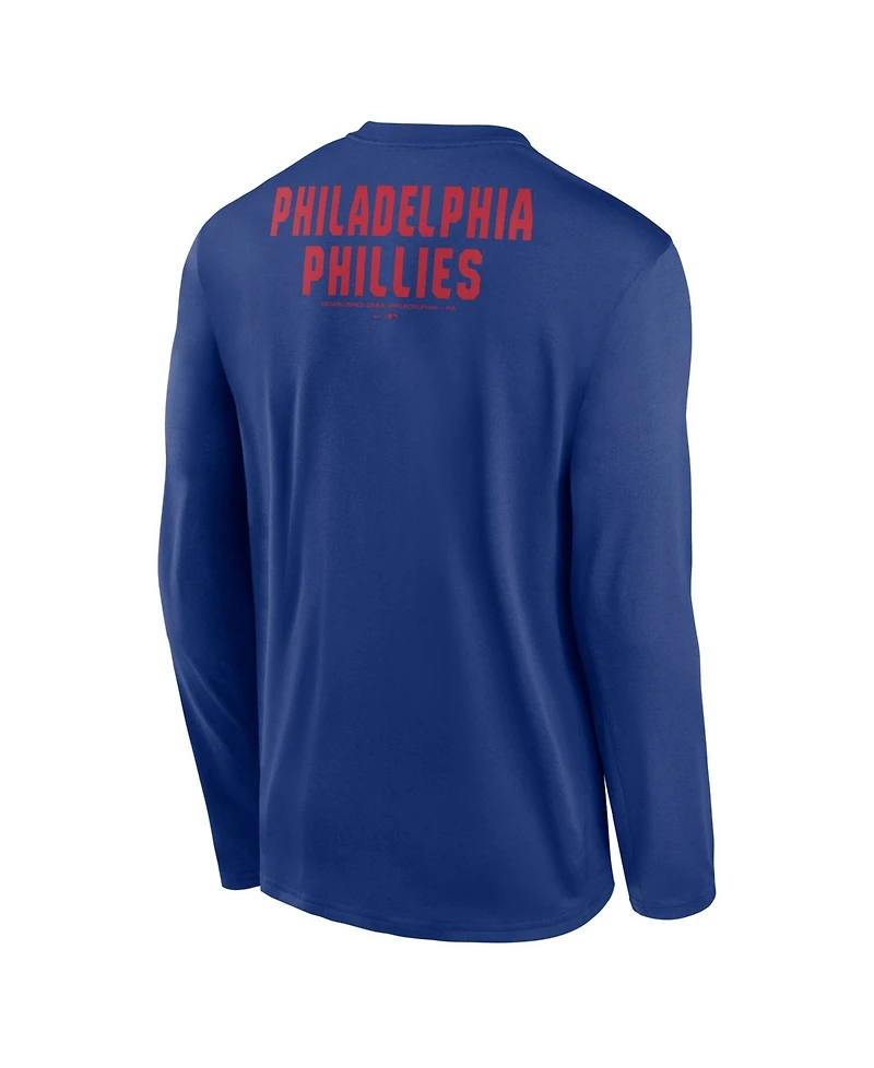 Nike Men's Royal Philadelphia Phillies 2-Hit Legend Dri-fit Long Sleeve T-Shirt