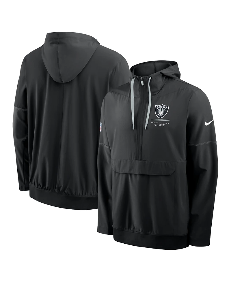 Nike Men's Black Las Vegas Raiders Sideline Anorak Half-Zip Hoodie
