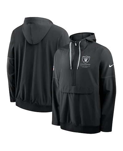 Nike Men's Black Las Vegas Raiders Sideline Anorak Half-Zip Hoodie