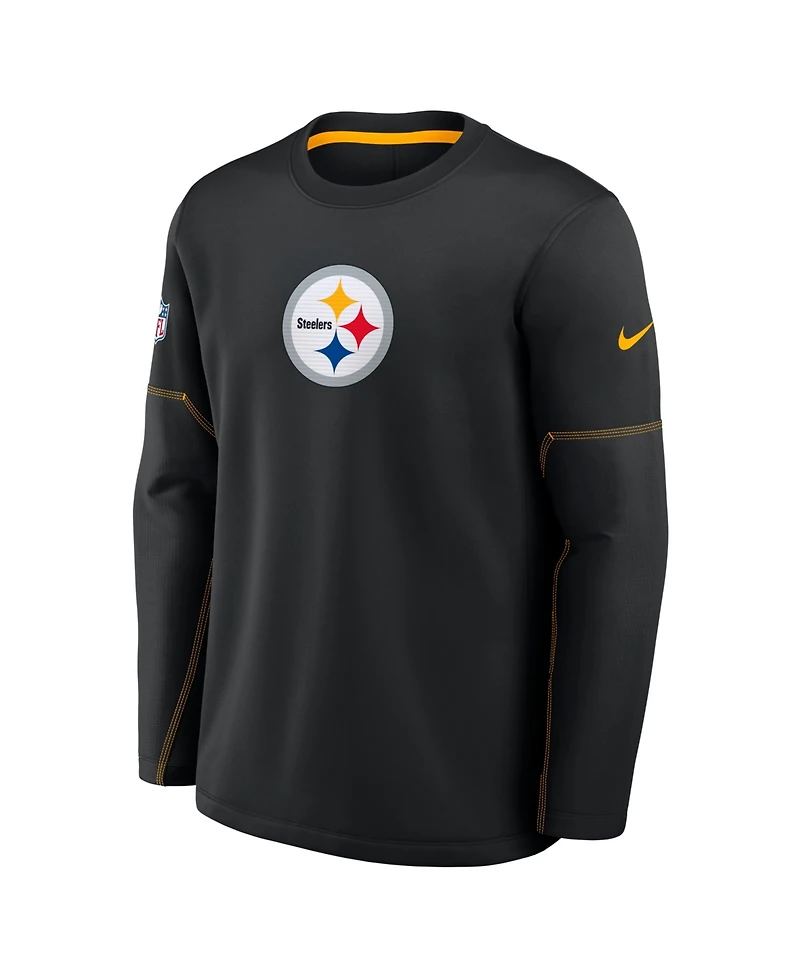 Nike Men's Black Pittsburgh Steelers Sideline Coaches Midweight Therma-fit Sweatshirt
