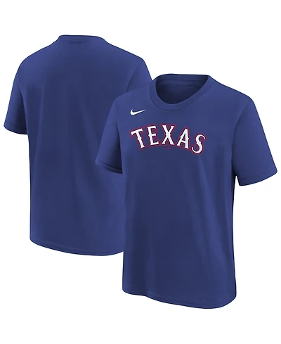 Nike Big Boys and Girls Royal Texas Rangers Wordmark T-Shirt