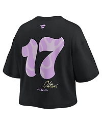 Fanatics Women's Shohei Ohtani Black Los Angeles Dodgers Name & Number Cropped Top