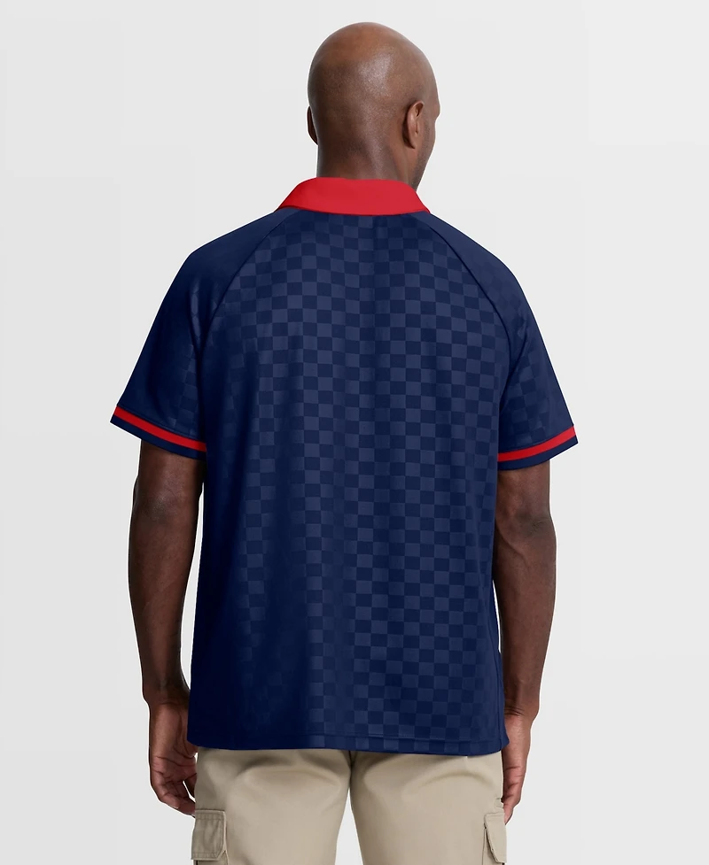 Fanatics Men's Navy/Red New England Patriots Homerun Raglan V-Neck Polo Shirt