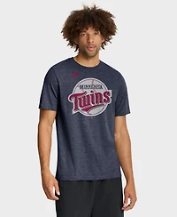 Nike Men's Heather Navy Minnesota Twins Cooperstown Logo Tri-Blend T-Shirt
