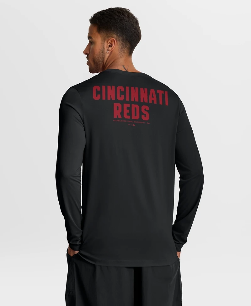 Nike Men's Black Cincinnati Reds 2-Hit Legend Dri-fit Long Sleeve T-Shirt