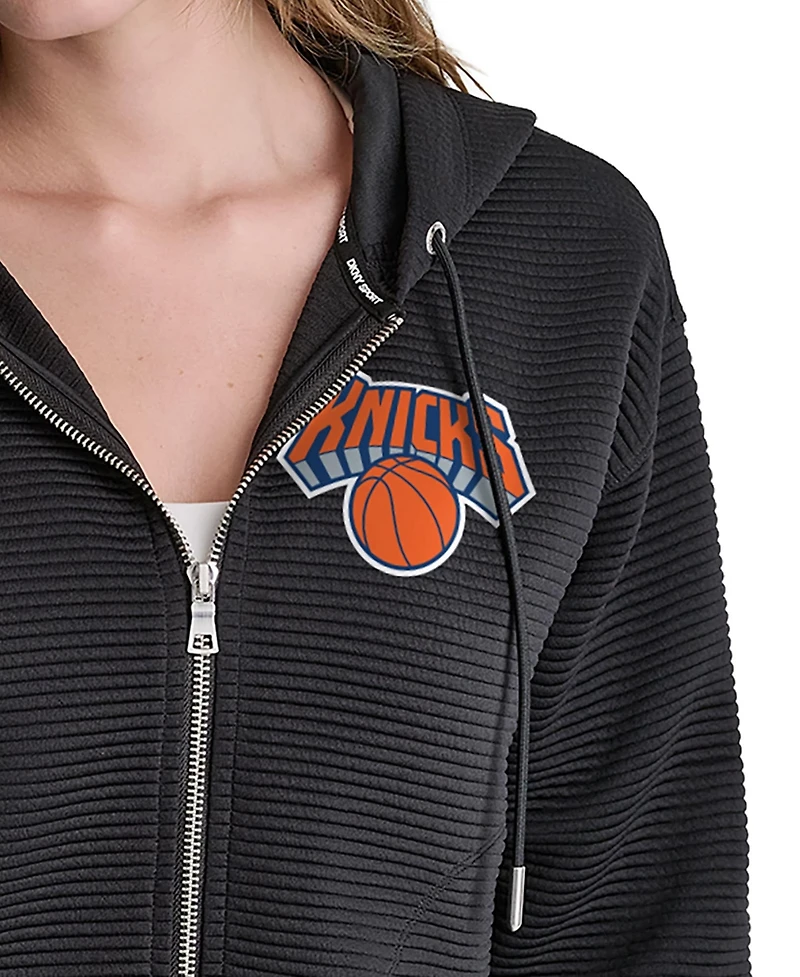 Dkny Women's Black New York Knicks Tech Ottoman Full-Zip Hoodie