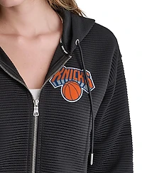 Dkny Women's Black New York Knicks Tech Ottoman Full-Zip Hoodie