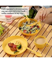 Piscifun Camping Mess Kit 5 Piece Plastic Utensils Set With Carry Bag For Travel Picnic Outdoor