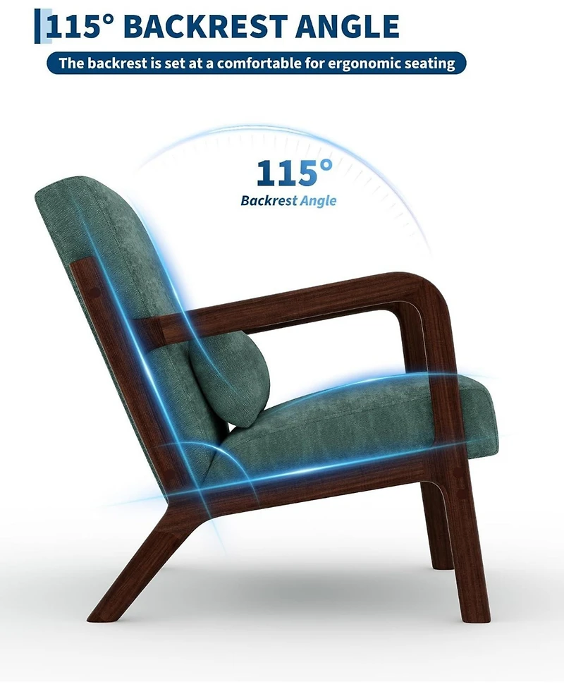homfan Set of 2 Mid-Century Chenille Accent Chairs