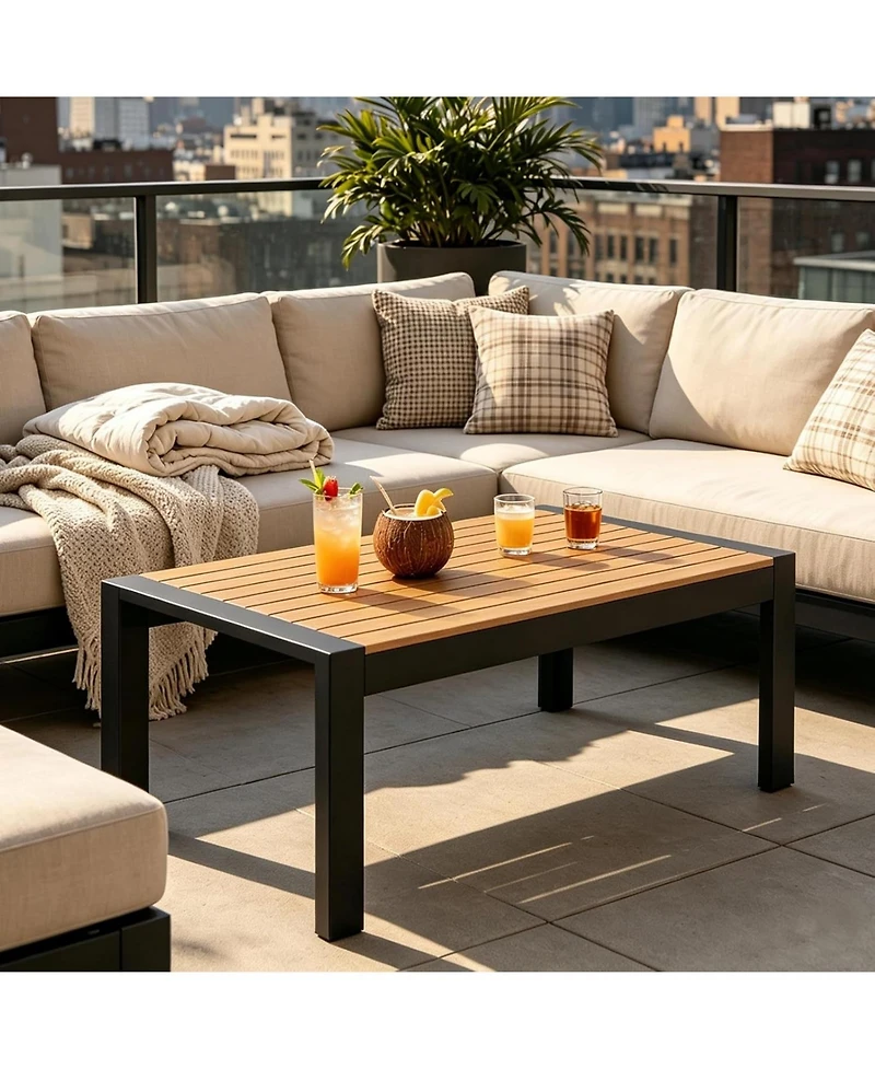 gaomon Outdoor Coffee Table, All-Weather Aluminum Patio Coffee Table for Patio, Deck, Backyard, Garden, Poolside