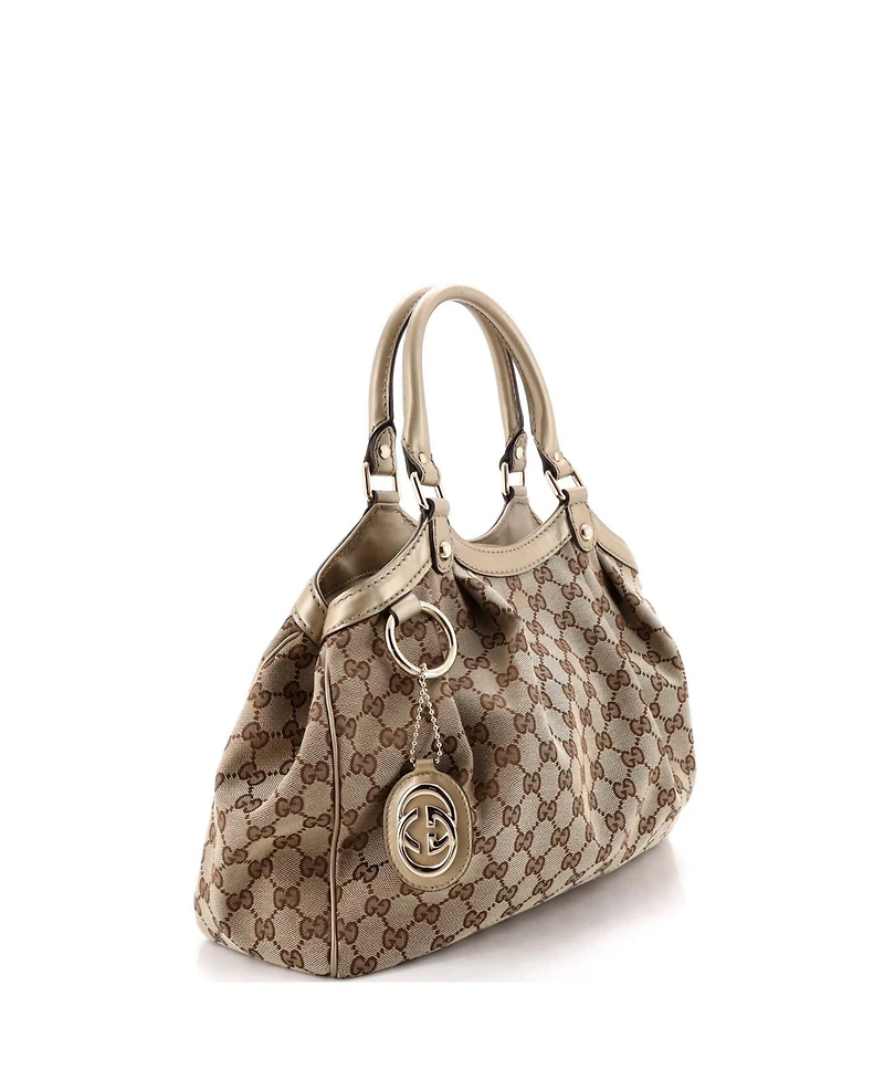 Pre-Owned Gucci Medium Sukey Tote Gg Canvas with Leather