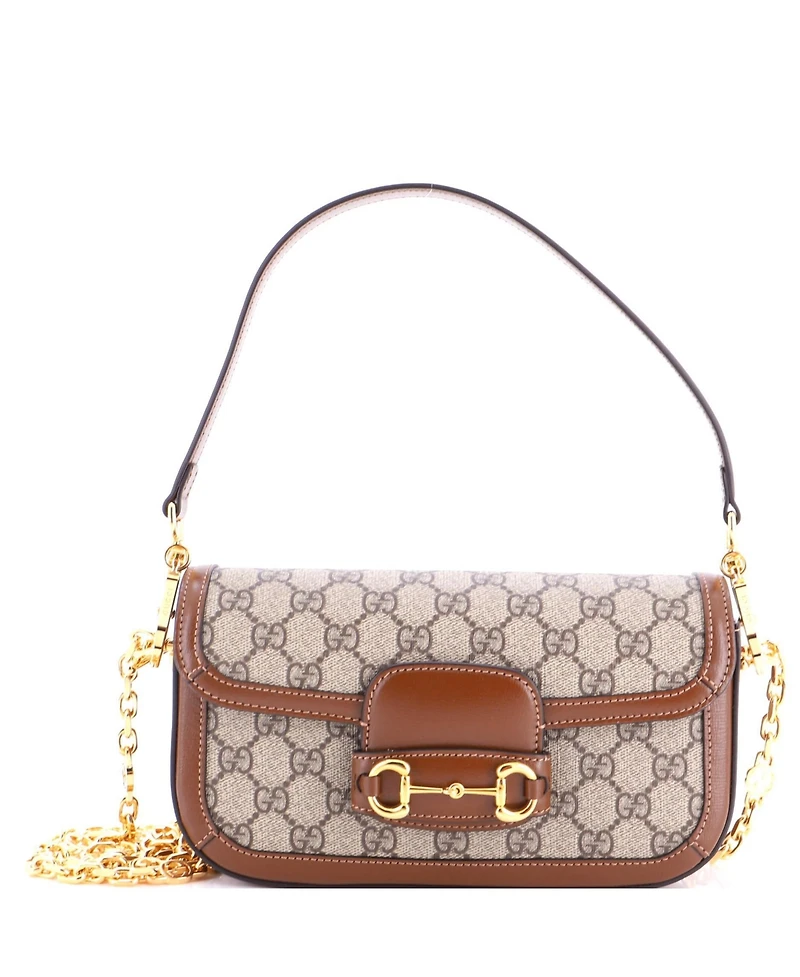 Pre-Owned Gucci East West Horsebit 1955 Shoulder Bag Gg Coated Canvas with Leather