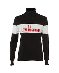 Pre-Owned Love Moschino Women's Logo Knit Turtle Neck Sweater
