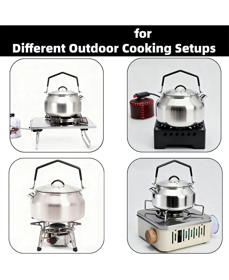 Piscifun 1L 304 Stainless Steel Camping Kettle Portable Fast Heating Outdoor Camp Tea Coffee Pot For Hiking Travel