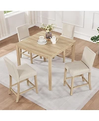 Streamdale Furniture 5-Piece Wooden Counter Height Dining Table Set for 4