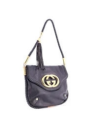 Pre-Owned Gucci Medium Britt Tassel Flap Bag Leather
