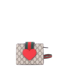 Pre-Owned Gucci Children's Web Heart Shoulder Bag Gg Coated Canvas