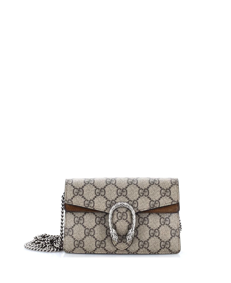 Pre-Owned Gucci Super Mini Dionysus Bag Gg Coated Canvas