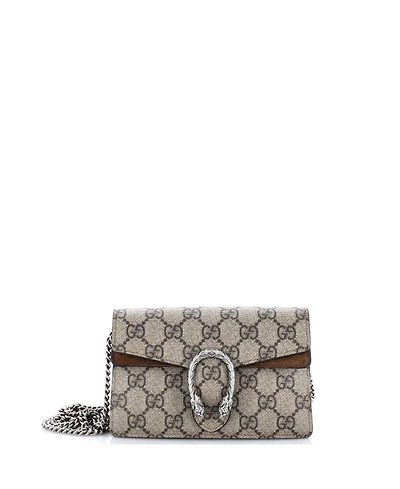 Pre-Owned Gucci Super Mini Dionysus Bag Gg Coated Canvas