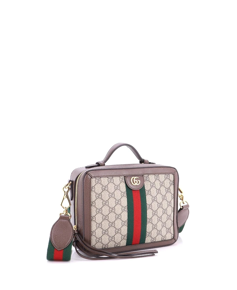 Pre-Owned Gucci Small Ophidia Zip Around Camera Bag Gg Coated Canvas