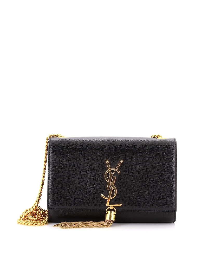 Pre-Owned Saint Laurent Small Classic Monogram Tassel Crossbody Bag Grainy Leather