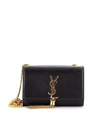 Pre-Owned Saint Laurent Small Classic Monogram Tassel Crossbody Bag Grainy Leather