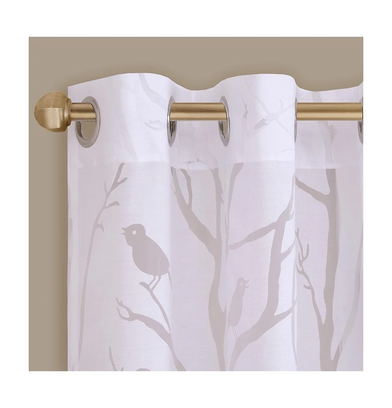 Avobird Grommet Top Sheer Bird on Branches Burnout Window Curtain Only 1 Piece Panel