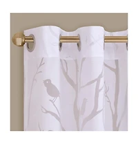 Avobird Grommet Top Sheer Bird on Branches Burnout Window Curtain Only 1 Piece Panel