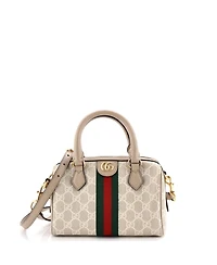 Pre-Owned Gucci Mini Ophidia Convertible Boston Bag Gg Coated Canvas