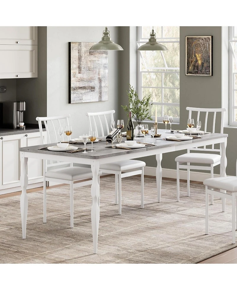 gaomon 78" Modern Dining Table with Heavy-Duty Metal Legs, Farmhouse Kitchen for 6-8 Family