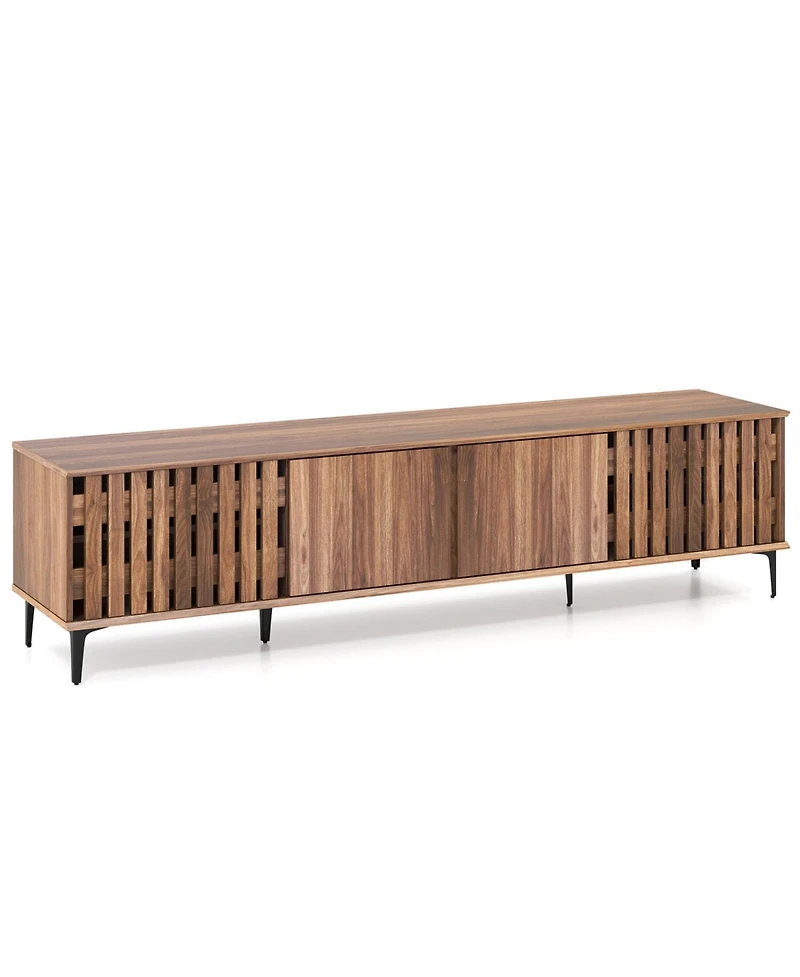 Slickblue Mid-Century Tv Stand with 4 Storage Cabinets for Living Room